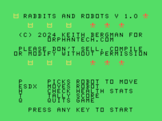 Rabbits and Robots opening screen